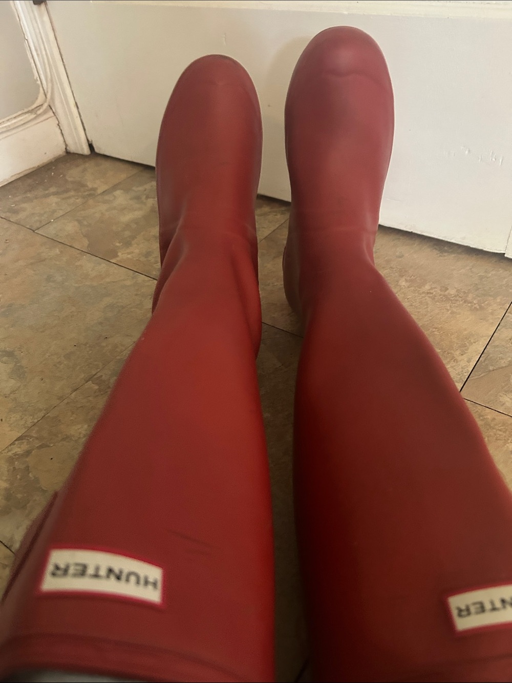 Hunter Tall Rubber Rain Boots in Red